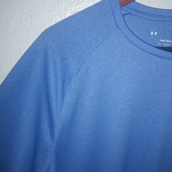 Under Armor L Tech Tee Mens Blue Short Sleeved Athletic Shirt - Picture 6 of 6